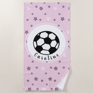 Cute Soccer Girl Feminine Girly Personalised Funny Beach Towel