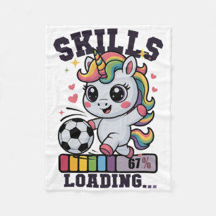 Cute Soccer Girl Unicorn 67 Skills Loading Winning Fleece Blanket
