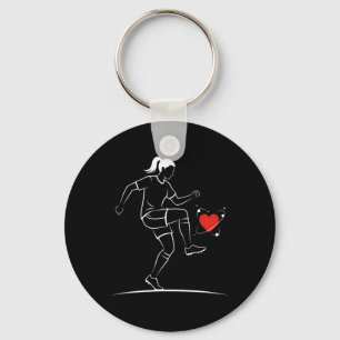 Cute Soccer Girl Valentines Day Design Heart Love Key Ring