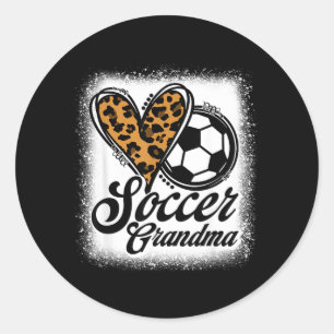 Cute Soccer Grandma Leopard Heart Classic Round Sticker