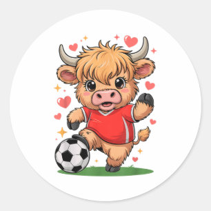 Cute Soccer Heifer Just Girl Who Loves Highland Co Classic Round Sticker