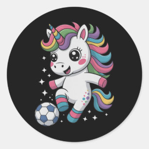 Cute Soccer Just Girl Who Loves Unicorn Score Club Classic Round Sticker