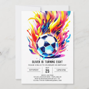 Cute Soccer Kids Editable Birthday Invitation