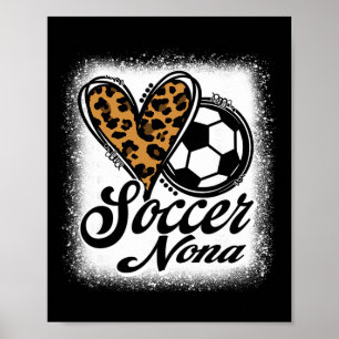 Cute Soccer Nona Leopard Heart Poster