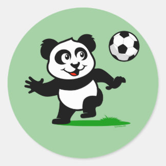 Cute Soccer Panda Classic Round Sticker