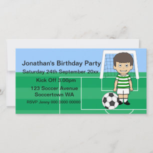 Cute Soccer Player Birthday Party Photo cards
