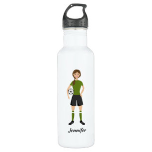 Cute Soccer Player Girl With Custom Name 710 Ml Water Bottle