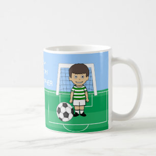Cute Soccer Player Green White hoops Coffee Mug