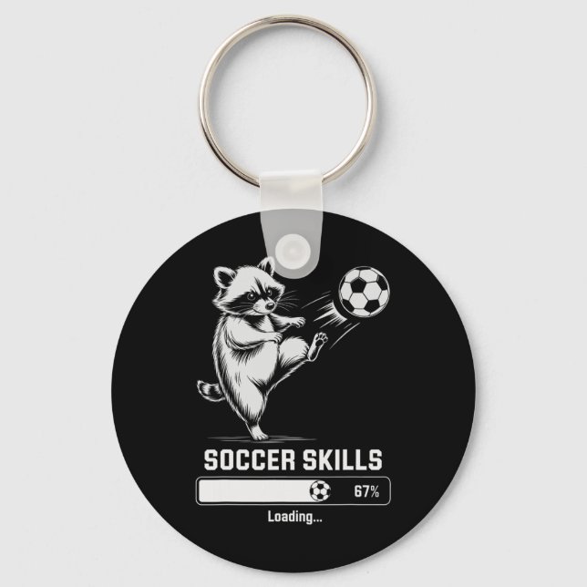 Cute Soccer Racoon Skills Loading Score Coach Wom Key Ring (Front)