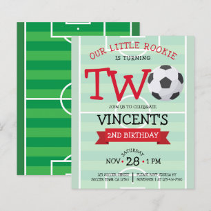 Cute Soccer Ribbon Budget 2nd Birthday Invite