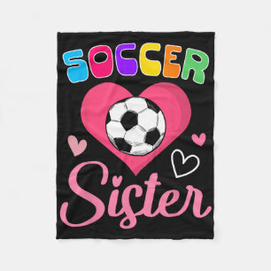 Cute Soccer Sister Heart Fleece Blanket