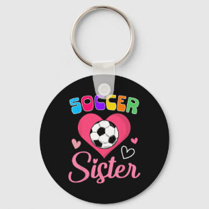 Cute Soccer Sister Heart Key Ring