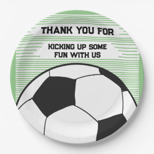 Cute Soccer Theme Thank you Birthday Party Paper Plate