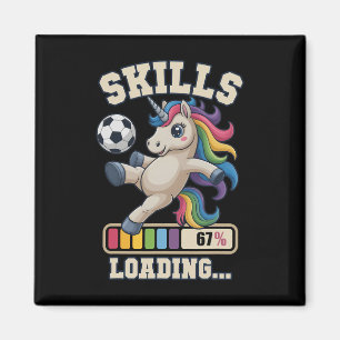 Cute Soccer Unicorn Skills Loading Win Club Coach Magnet