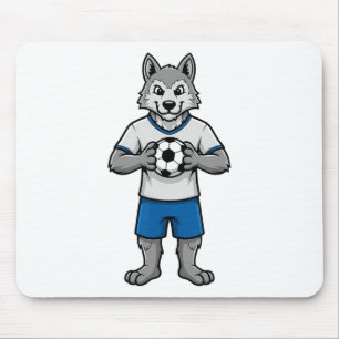 Cute Soccer Wolf Footll Player Animal Sports  Mouse Mat