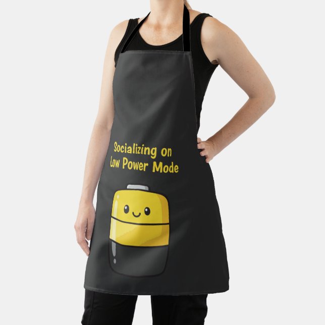 Cute Social Battery "Socialising on Low Power Mode Apron (Insitu)
