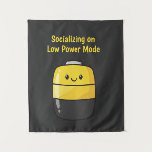 Cute Social Battery "Socialising on Low Power Mode Tapestry
