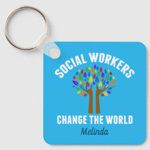 Cute Social Work Inspirational Quote Monogram Key Ring