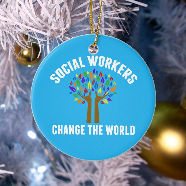 Cute Social Work Quote Ceramic Tree Decoration (Creator Uploaded)