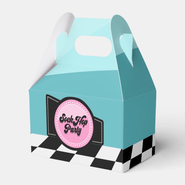 Cute Sock Hop Fifties party Favour Box (Back Side)
