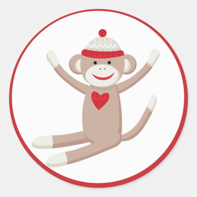 Cute Sock Monkey Envelope Seals or Toppers (Front)