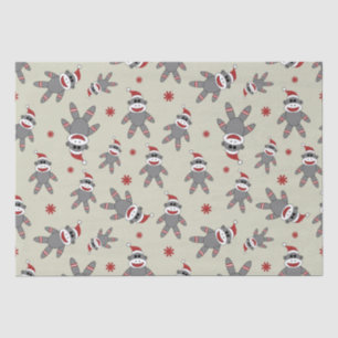 Cute Sock Monkey With Santa Hat Christmas Pattern Tissue Paper