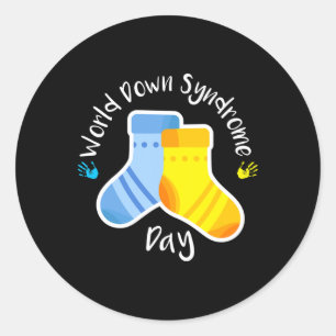 Cute Socks Graphic Gift World Down Syndrome Awaren Classic Round Sticker