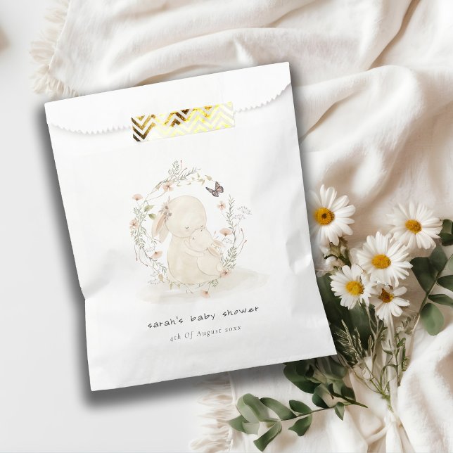 Cute Soft Baby Mum Bunny Floral Wreath Baby Shower Favour Bags (Creator Uploaded)