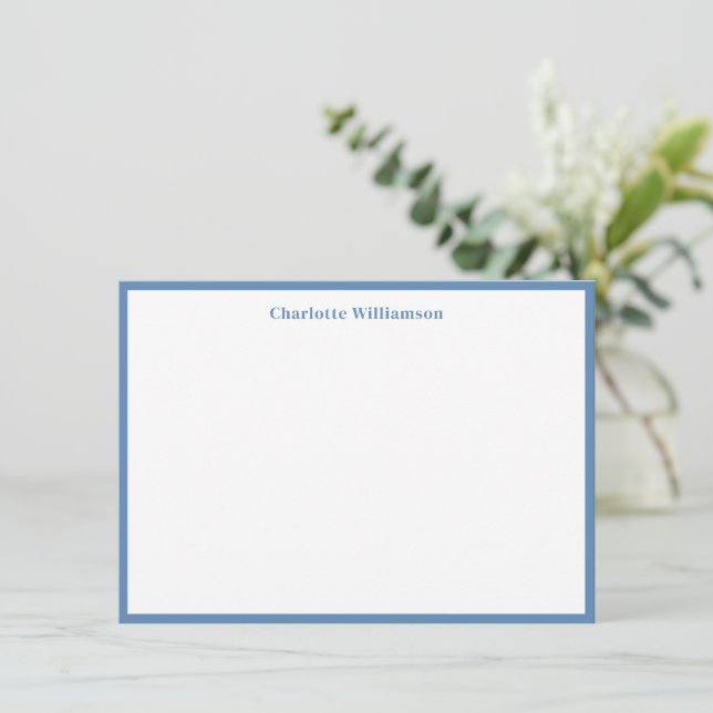 Cute Soft Blue Border Personalised Stationery Thank You Card (Standing Front)
