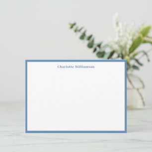 Cute Soft Blue Border Personalised Stationery Thank You Card