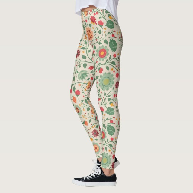 Cute soft colour floral pattern leggings (Left)