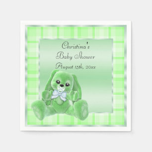 Cute Soft  Green Floppy Ears Bunny Baby Shower Napkin