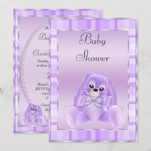 Cute Soft Lilac Floppy Ears Bunny Baby Shower Invitation