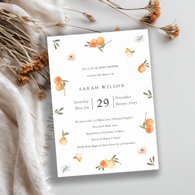 Cute Soft Orange Floral Boho Baby Shower Invite (Creator Uploaded)