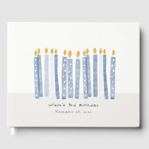 Cute Soft Pastel Blue Watercolor Birthday Candles Guest Book