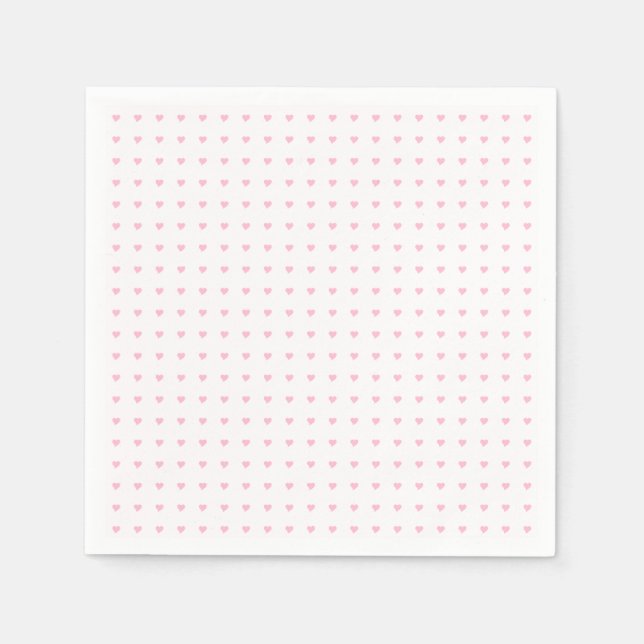 Cute Soft Pastel Pink Hearts Pattern Napkin (Front)