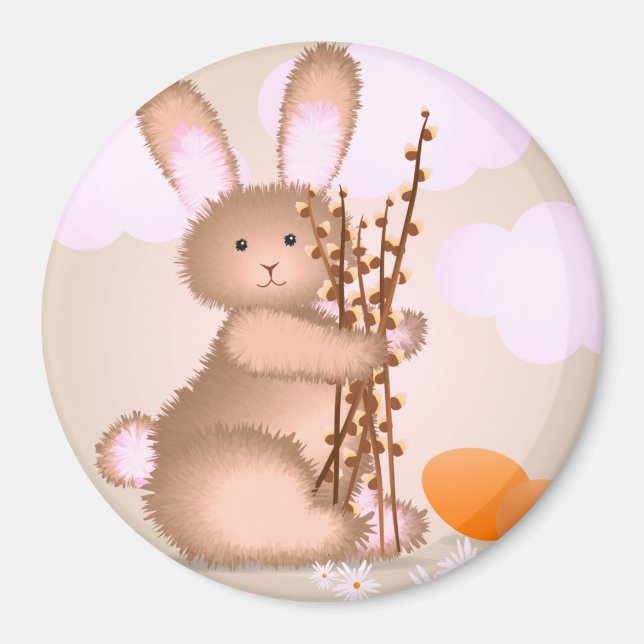 Cute soft pink  Easter Bunny Classic Round   Magnet (Front)