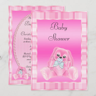 Cute Soft  Pink Floppy Ears Bunny Baby Shower Invitation