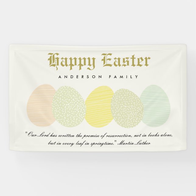 CUTE SOFT SUBTLE PASTEL EASTER EGGS PERSONALIZED BANNER (Horizontal)
