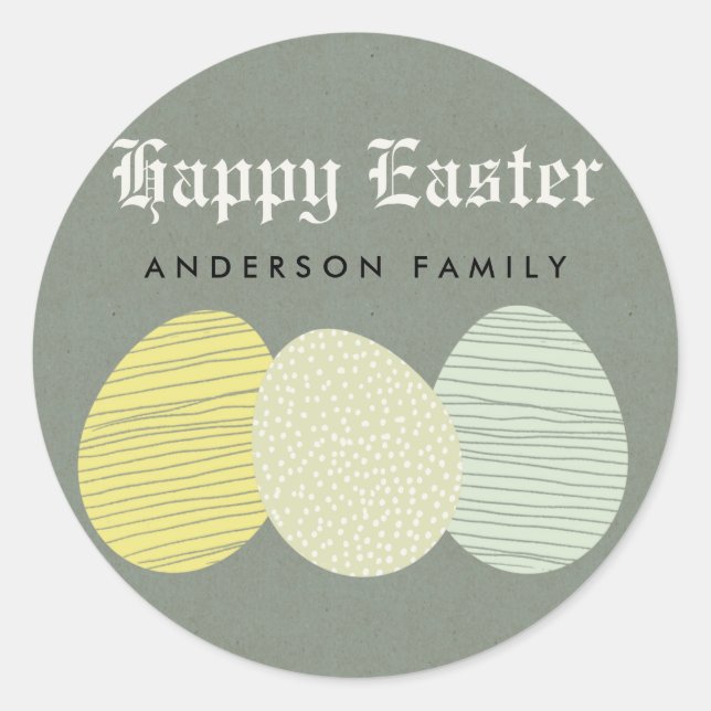 CUTE SOFT SUBTLE PASTEL EASTER EGGS PERSONALIZED CLASSIC ROUND STICKER (Front)