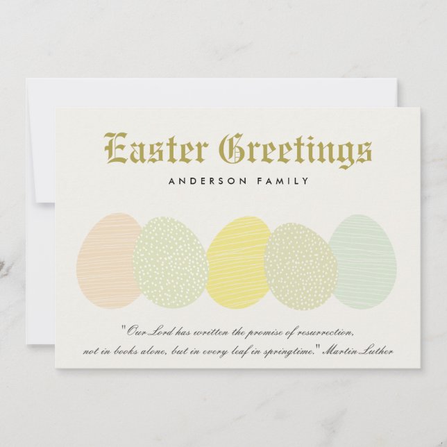 CUTE SOFT SUBTLE PASTEL EASTER EGGS PERSONALIZED HOLIDAY CARD (Front)
