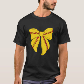 Cute Softball Coquette Bow For Women Girls Kids So T-Shirt