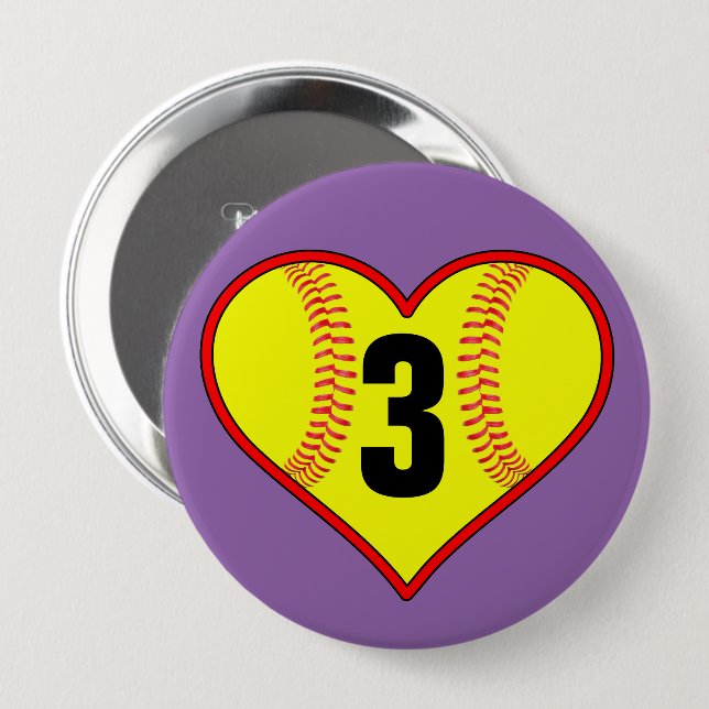 Cute Softball Heart Customisable Softball Pin (Front & Back)