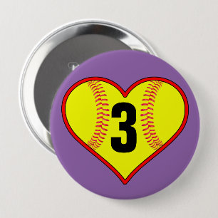 Cute Softball Heart Customisable Softball Pin