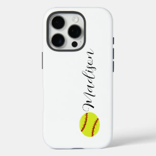 Cute Softball Personalised Name iPhone 16 Pro Case