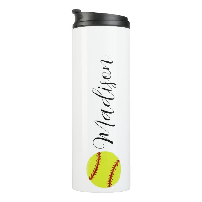 Cute Softball Personalised Name Thermal Tumbler (Rotated Right)