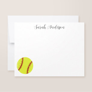 Cute Softball Personalised Stationery Flat Card