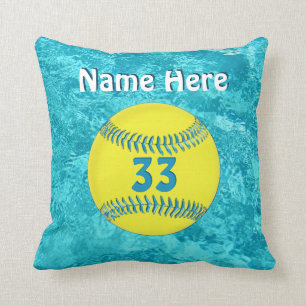 Cute Softball Pillows with Her NAME and NUMBER