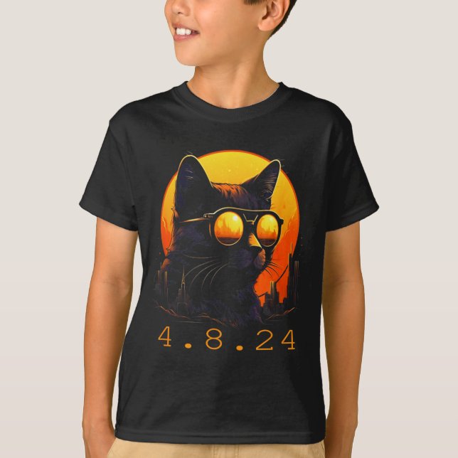 Cute Solar Eclipse Black Cat Eclipse T-Shirt (Front)