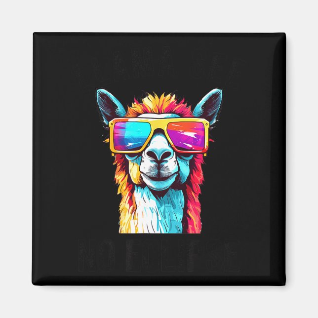 Cute Solar Eclipse Llama April 8 Magnet (Front)